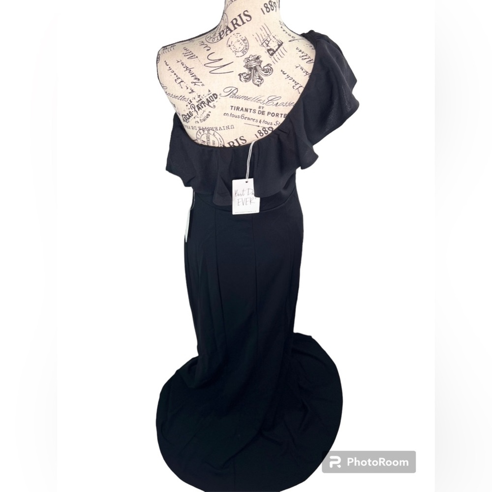SHOW ME YOUR MUMU Florentine Maxi Dress in Black Stretch One Shoulder - Picture 7 of 8